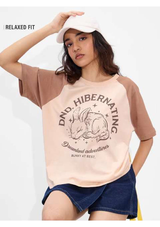 DND Hibernating Bunny Graphic Raglan Tee